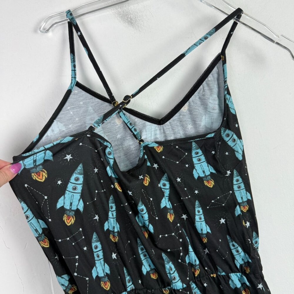 NWT Modcloth Breakfast for Dinner Easy Does It Sleep Romper Rockets Size Medium - Picture 11 of 12
